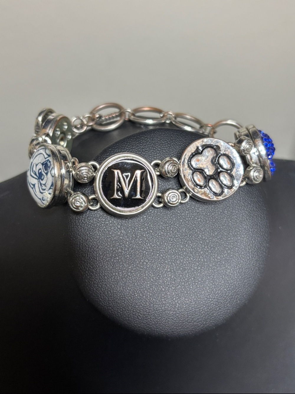 Mom Team Bears Toggle Silver Tone Chain Bracelet